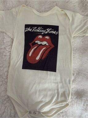 The Rolling Stones Cream newborn baby bodysuit with Red Tongue Graphic large